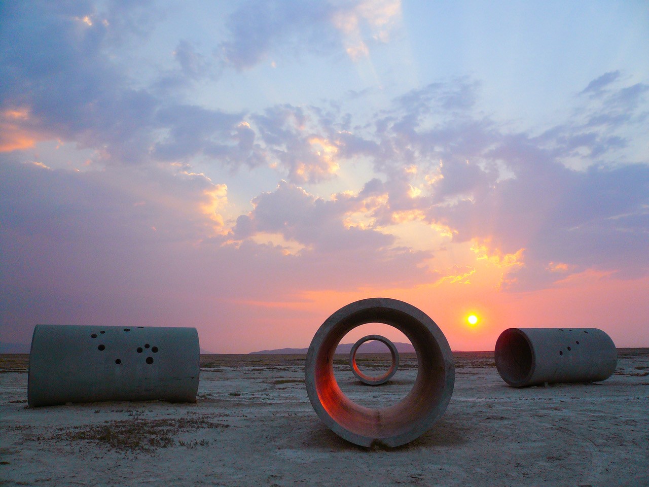 Nancy Holt, Sun Tunnels (1973–76) Great Basin Desert, Utah Dia Art Foundation with support from Holt/Smithson Foundation © Holt/Smithson Foundation and Dia Art Foundation Photo: ZCZ Films/James Fox. Courtesy Holt/Smithson Foundation