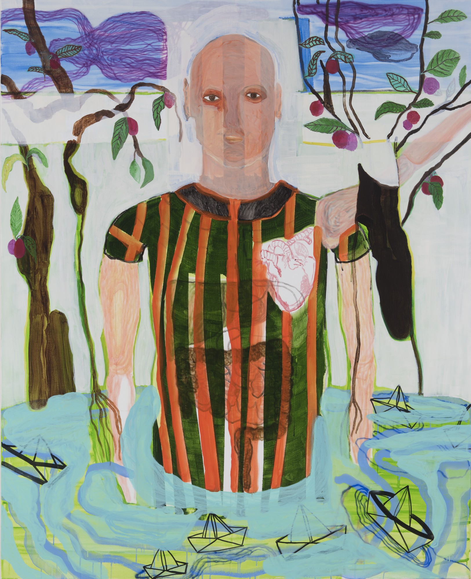 2017- Méditerranée - Trafic d'organes, Encres acryliques, HT_195x160 cm © Bernard Gaube