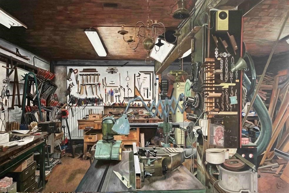 The Carpentry Mirror, 2023, huile sur toile, 120 x 180 cm ©Bert Mertens