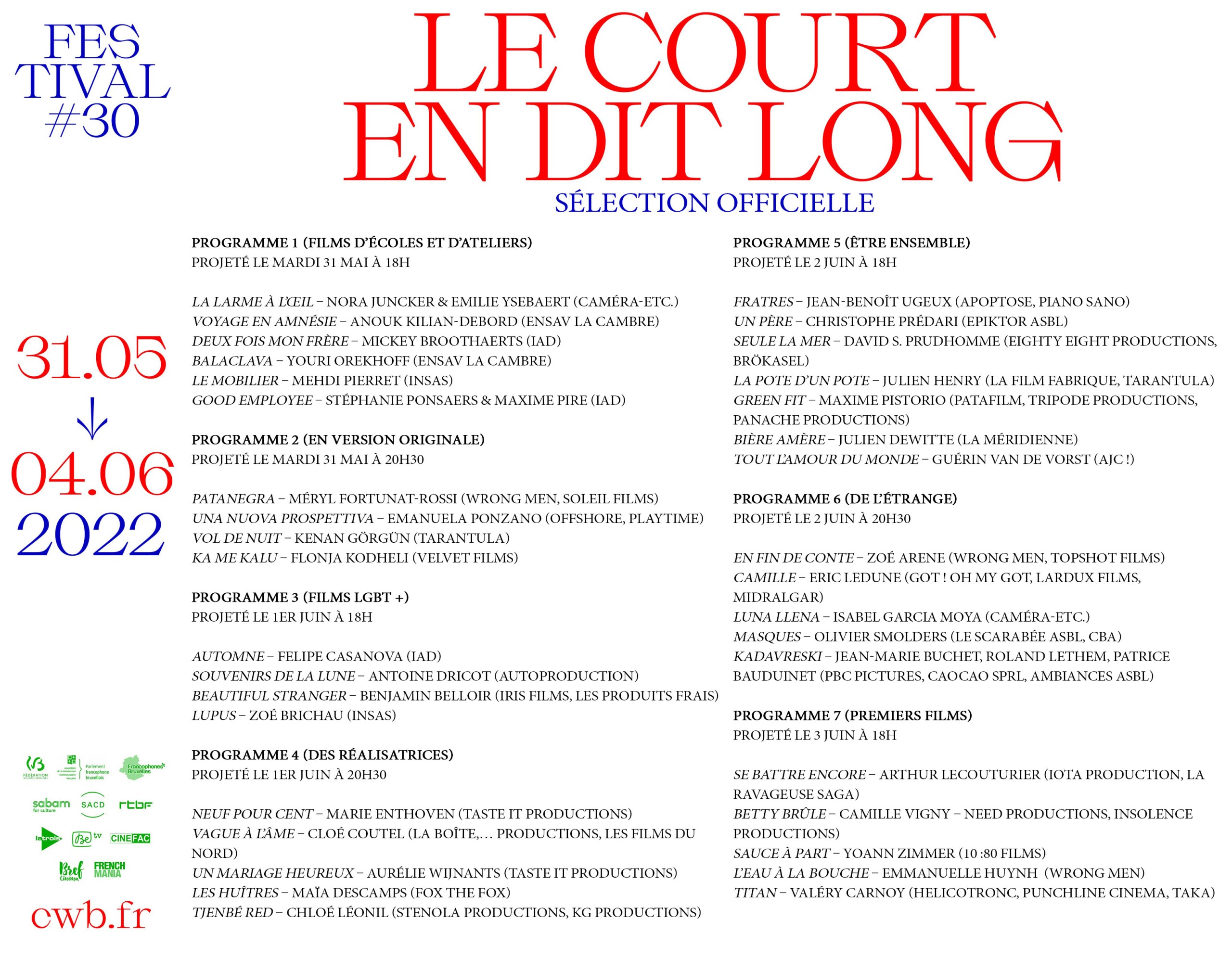 Sélection officielle 30e festival Court en dit long 2022