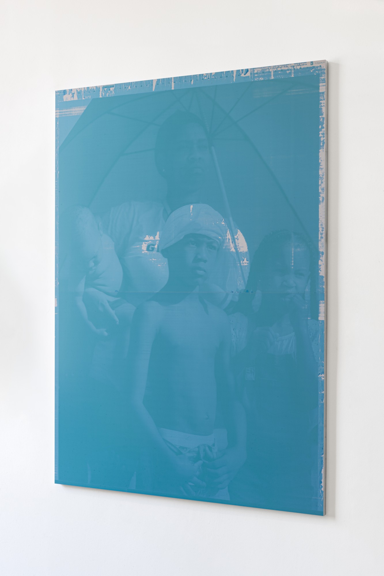 Emmanuel Van der Auwera, Memento 36 (BLM 2), 2022, journal, 3 mm aluminium, plaques offset montées sur châssis aluminium, 143 x 100 cm - 56 1/4 x 39 3/8 in.  Courtesy of Emmanuel Van der Auwera & Harlan Levey Projets