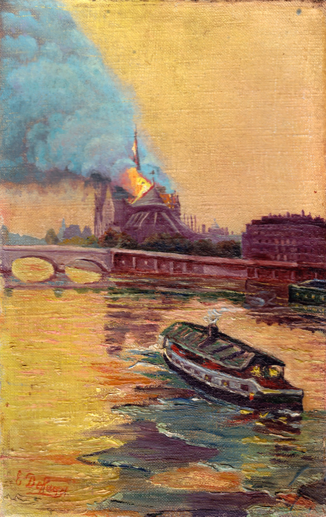 Renaud Auguste-Dormeuil, D’après nature #1, Notre Dame, 2020, Huile sur toile rehaussée à l’huile ©RAD