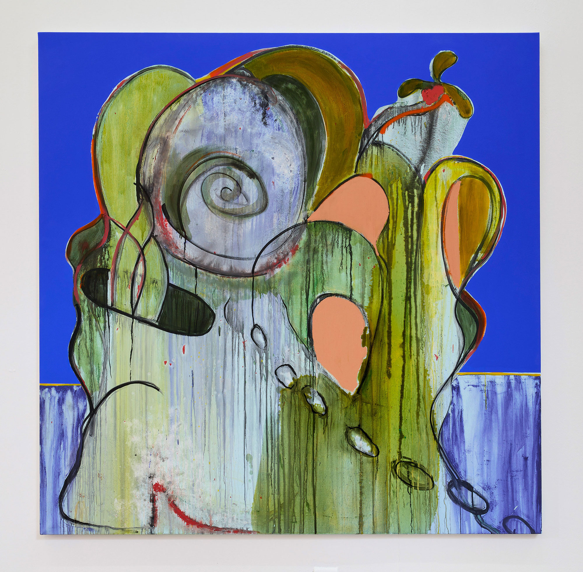 Matthis Pettenati, Chrysalis Shoe 1, 2022 Huile, acrylique, vernis et latex sur coton, 180 x 180 cm. Crédit photo Jean-Christophe Lett/Villa Arson Nice.