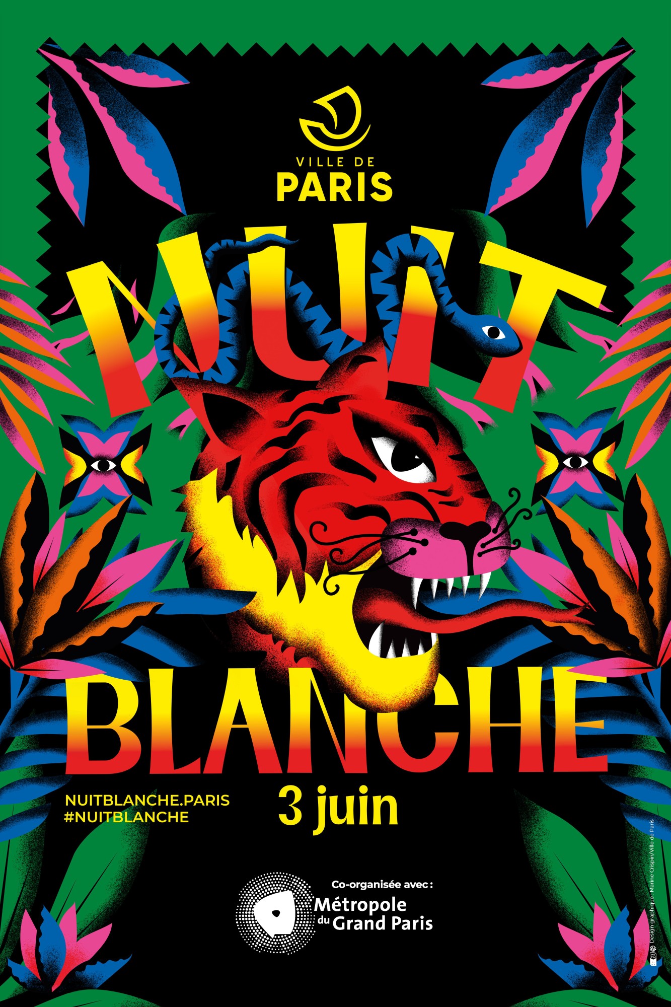 affiche nuit blanche 2023 pour le Centre Wallonie Bruxelles Paris au Sample