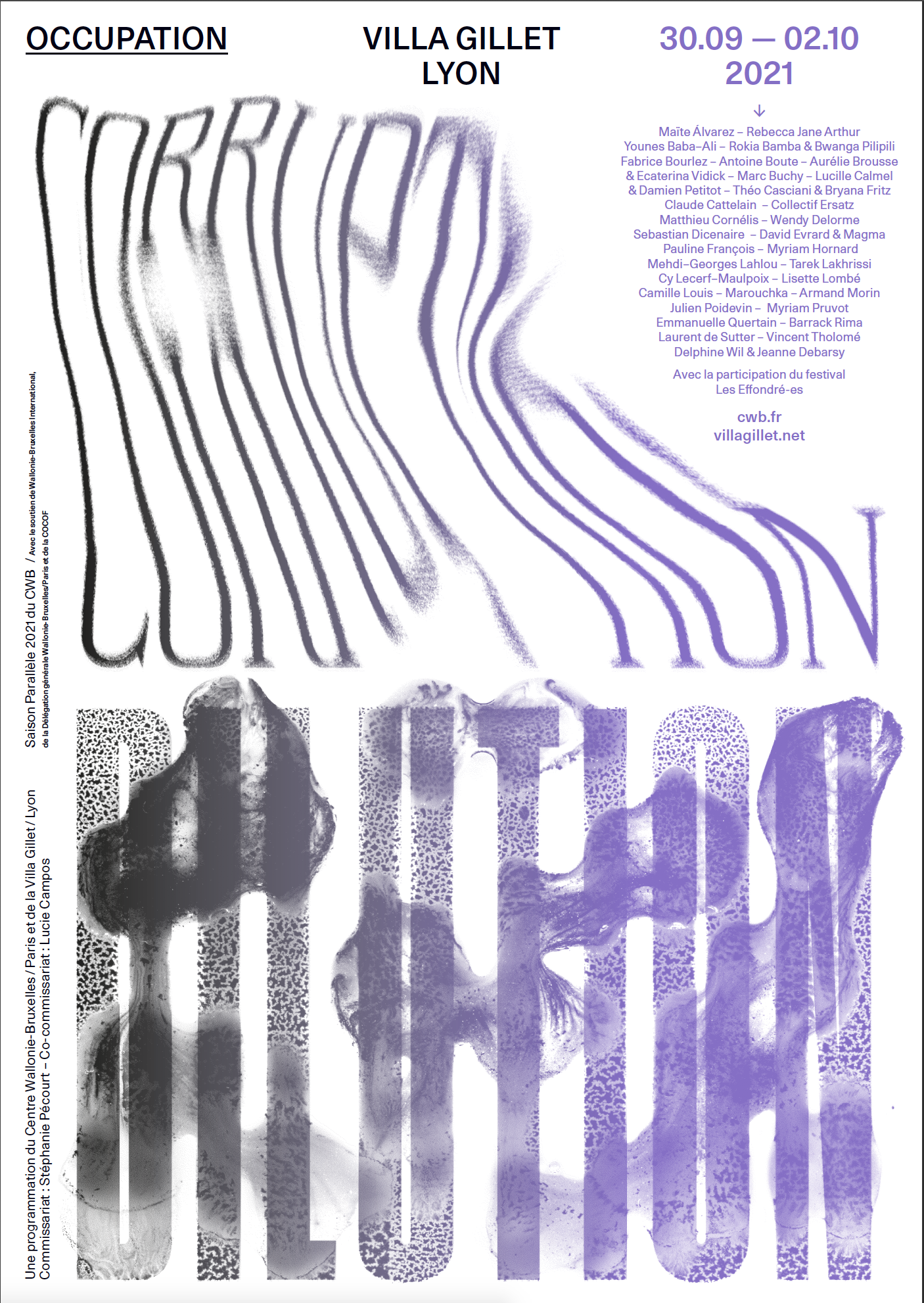 Affiche Occupation corruption et dilution villa gillet centre wallonie bruxelles