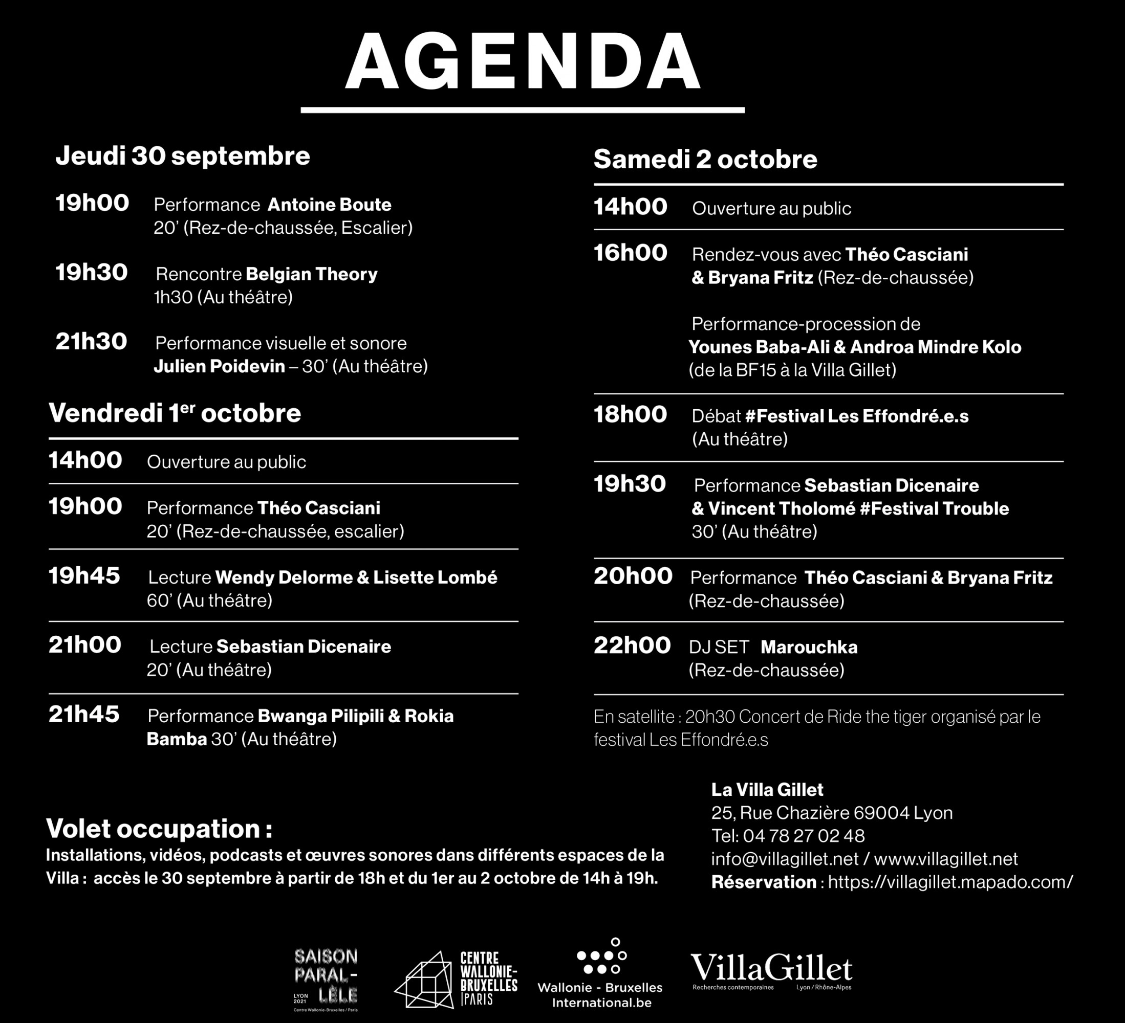 Agenda occupation corruption et dilution villa gillet centre wallonie bruxelles cwb