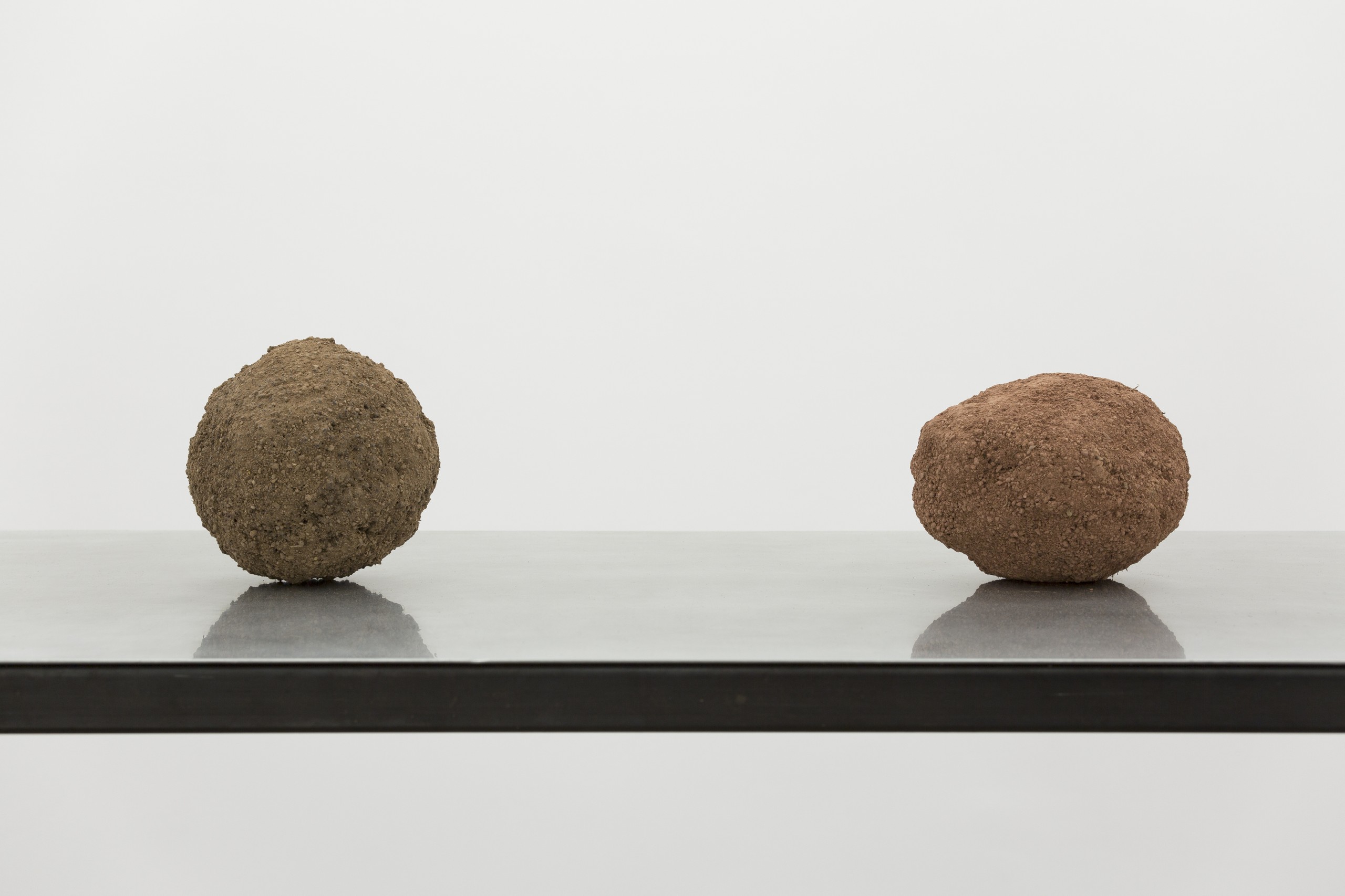 Caroline Le Méhauté *Negociation 84 – Le sens de la croissance* 2016 Terres agricoles et métal 87 x 200 x 50 cm