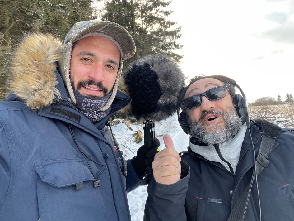 Jacques Lemaire & Michel Schillaci en tournage dans les Fagnes pour La terre est plate